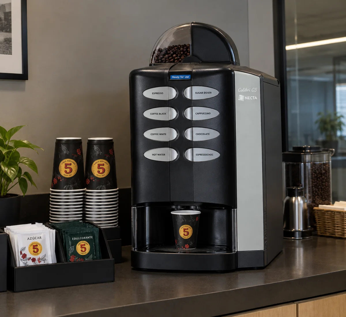 Máquina de vending de café en oficina